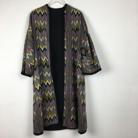 No Label Gray Chevron Maxi Cardigan - Picture 1 of 6